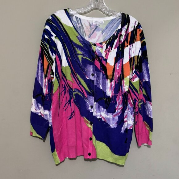 Joseph A Sweaters - Joseph A Womens Pink Purple Green Vibrant Button Down Sweater Cardigan XL